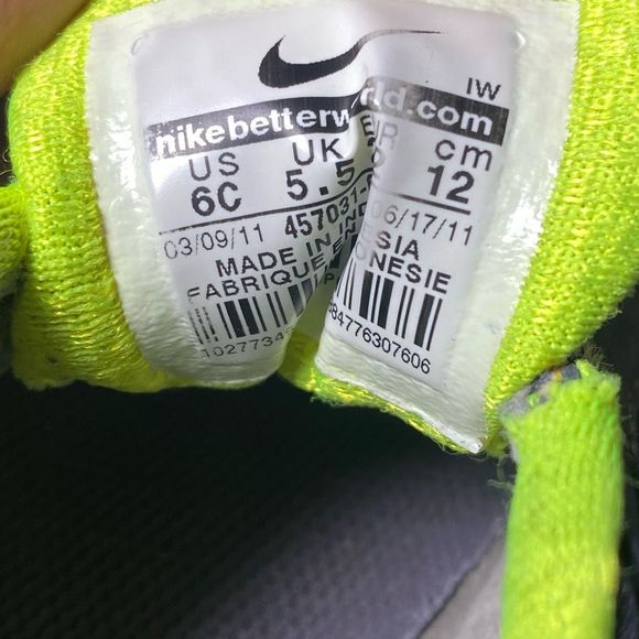 Nike Toddler Baby Fusion ST 2 Sneaker Shoes Black Neon Hook & Loop Low Top Sz 6C - Picture 8 of 11